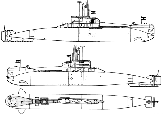 Подводная лодка DKM U-Boat Type 206A [Submarine] - чертежи, габариты, рисунки